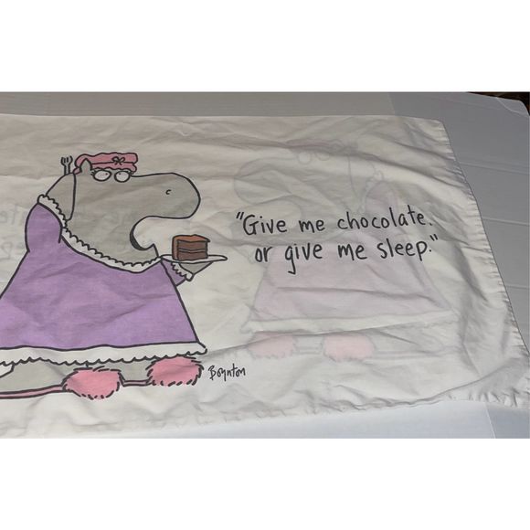 VTG Boynton doublesided pillowcase Martex Give Me Chocolate or give me sleep Hip - Picture 1 of 8